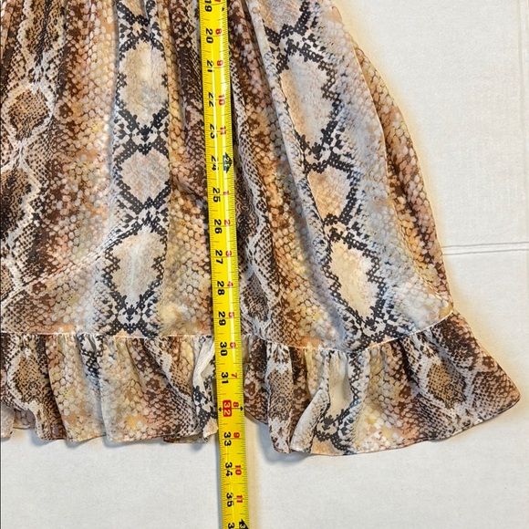 MAJE Women's Sheer Snake Print‎ Mini Dress Puff Sleeves Ruffle Button Up Size 2 - Picture 7 of 12